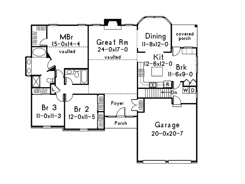 Ranch House Plan First Floor - Mooreland Traditional Home 001D-0013 | House Plans and More