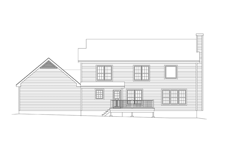 Traditional House Plan Rear Elevation - Colonial Style House | Traditional Colonial House Plan