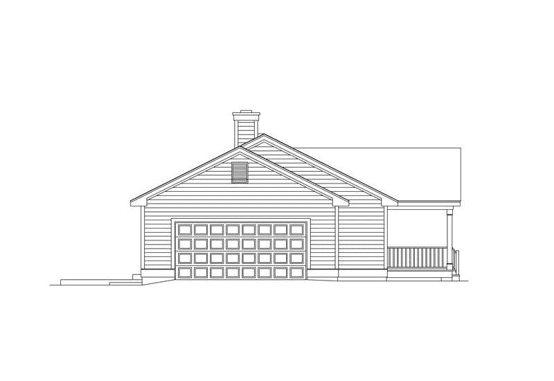 Ranch House Plan Left Elevation - Country Style Ranch House | Country Ranch Style Home