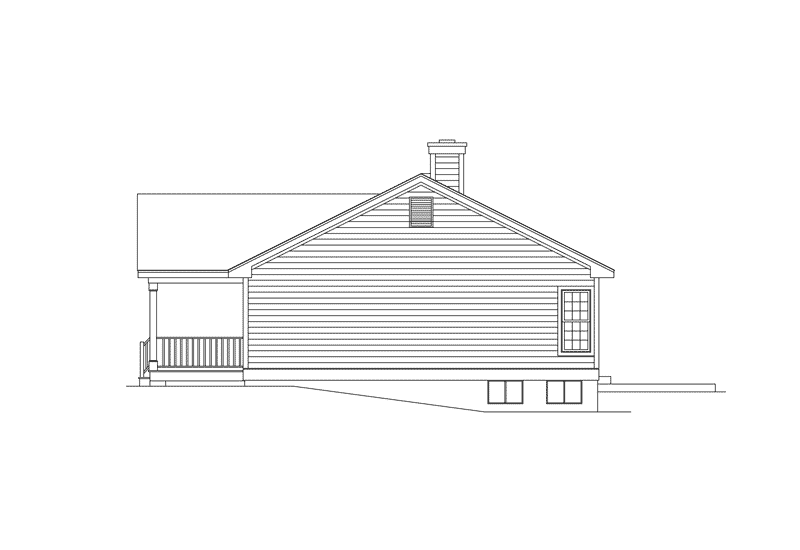 Ranch House Plan Right Elevation - Country Style Ranch House | Country Ranch Style Home