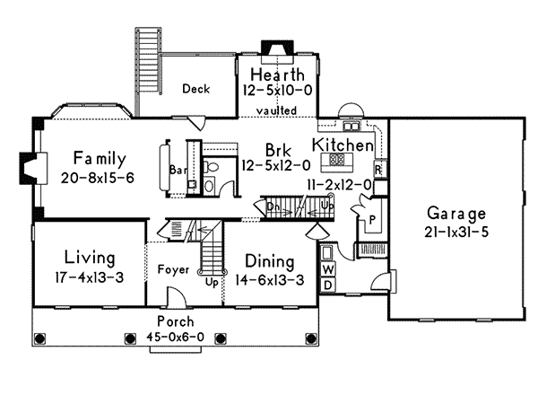 Early American Home Plan First Floor 001D-0037