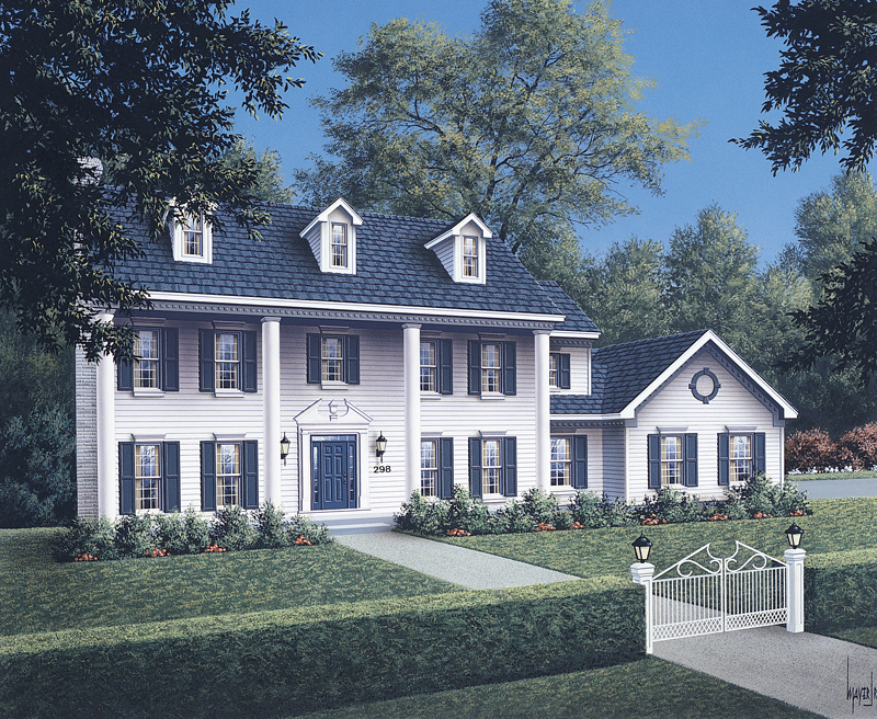 Cape Cod & New England House Plan Front Image - Prescott Greek Revival Home 001D-0037 - Shop House Plans and More