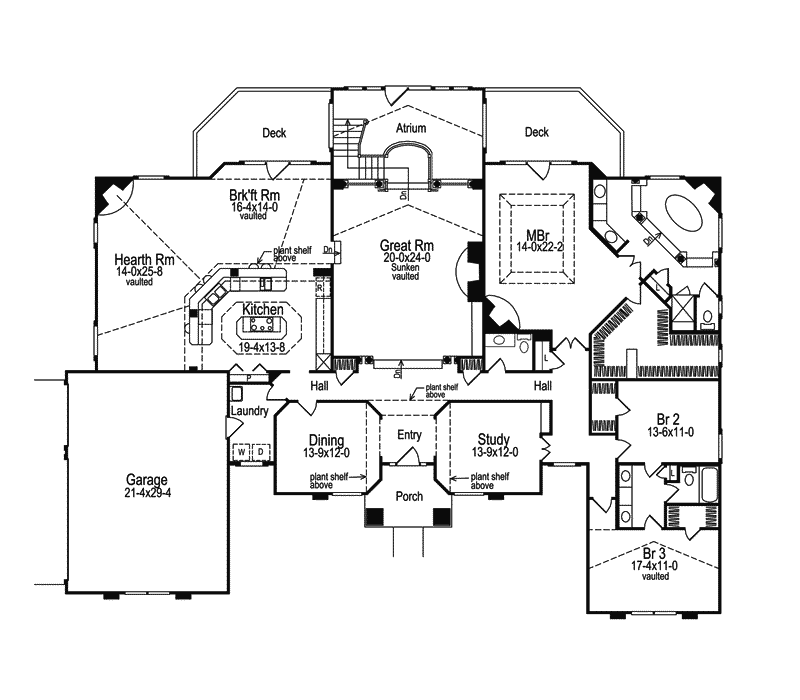Ranch House Plan First Floor - Clayton Atrium Ranch Home 007D-0002 - Search House Plans and More