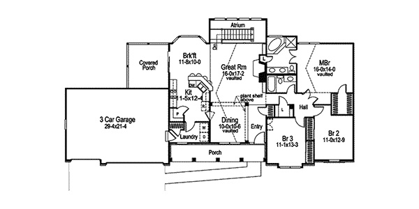 Ranch Home Plan First Floor 007D-0010