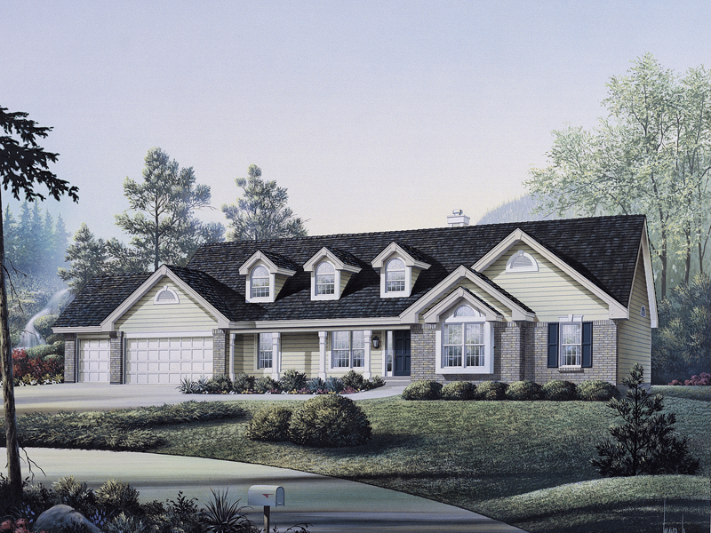 Traditional House Plan Front Image - Foxbury Atrium Ranch Lovely Home 007D-0010 | House Plans and More