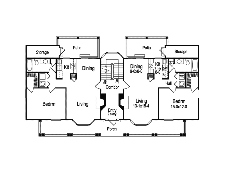Staunton Fourplex MultiFamily Plan 007D0021 House