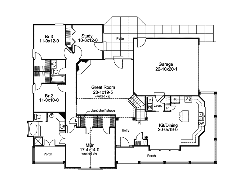 Farmhouse Plan First Floor - Summerset Country Home 007D-0055 | House Plans and More