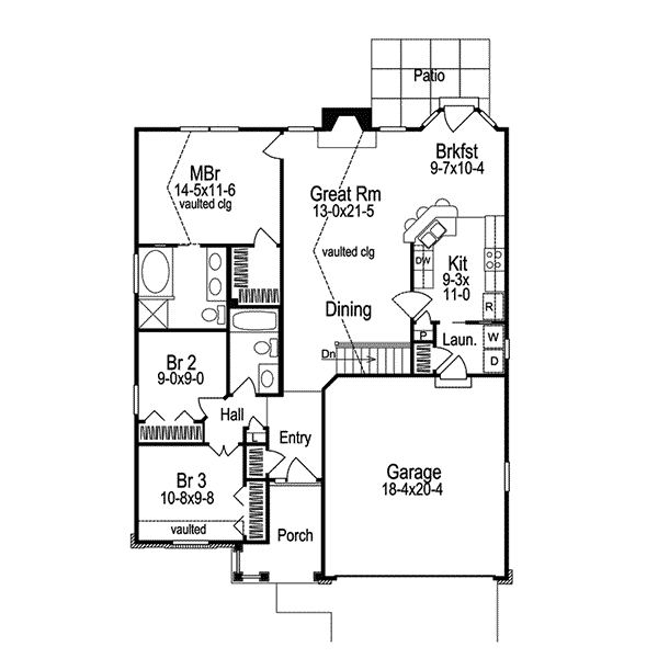 Ranch Home Plan First Floor 007D-0060