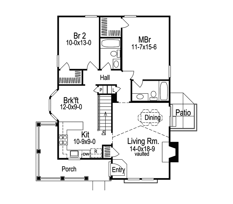 Ranch House Plan First Floor - Springdale Country Cabin Home 007D-0105 | House Plans and More