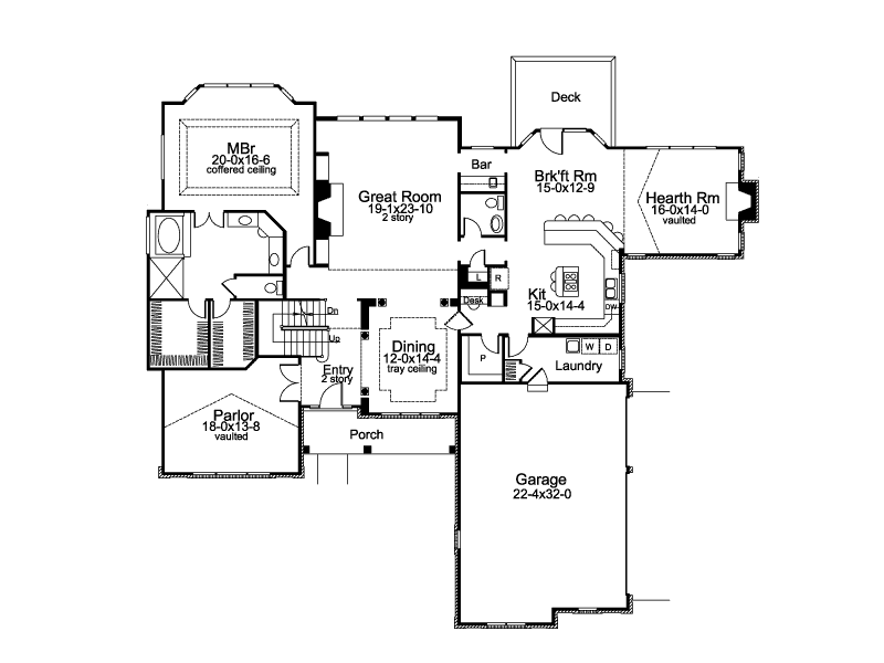 Traditional House Plan First Floor - Monaco Bay Traditional Home 007D-0132 - Shop House Plans and More