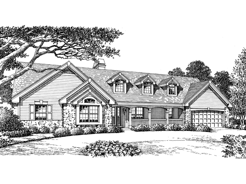 Ranch House Plan Front Image of House - Foxridge Country Ranch House Plans | Country Ranch Home Plans