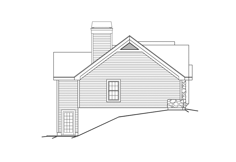 Ranch House Plan Left Elevation - Foxridge Country Ranch House Plans | Country Ranch Home Plans