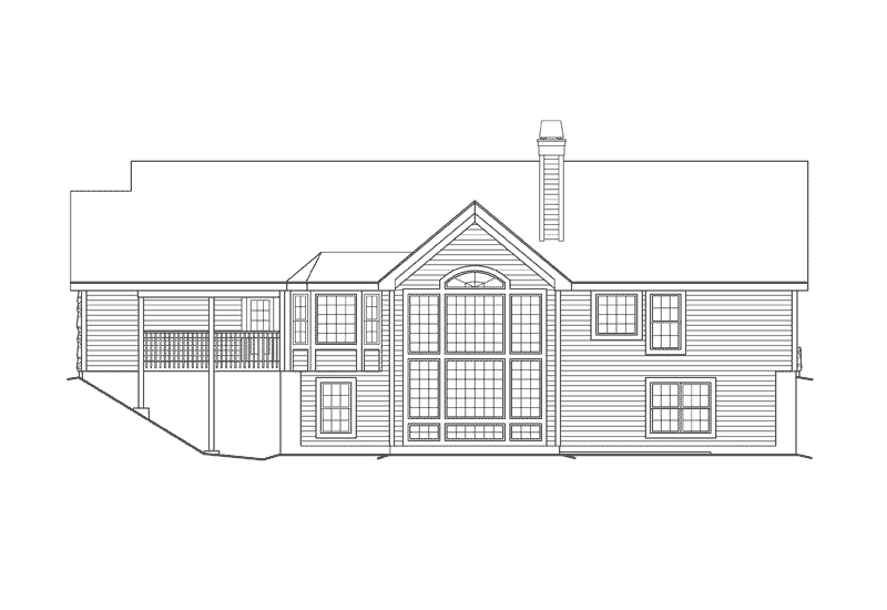 Traditional House Plan Rear Elevation -  Foxridge Country Ranch House Plans | Country Ranch Home Plans