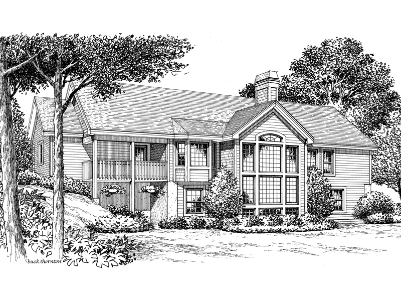 Traditional House Plan Rear Image of House -  Foxridge Country Ranch House Plans | Country Ranch Home Plans
