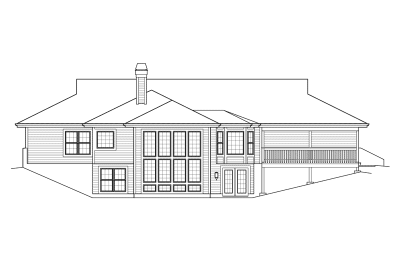 Ranch House Plan Rear Elevation - Greensaver Atrium Berm Home 007D-0206 - Search House Plans and More