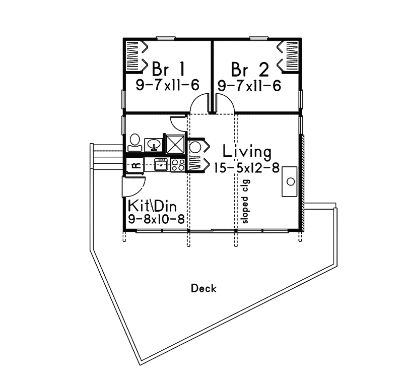 Cabin & Cottage Home Plan First Floor 008D-0133