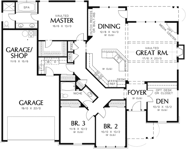 Traditional Home Plan First Floor 011D-0013