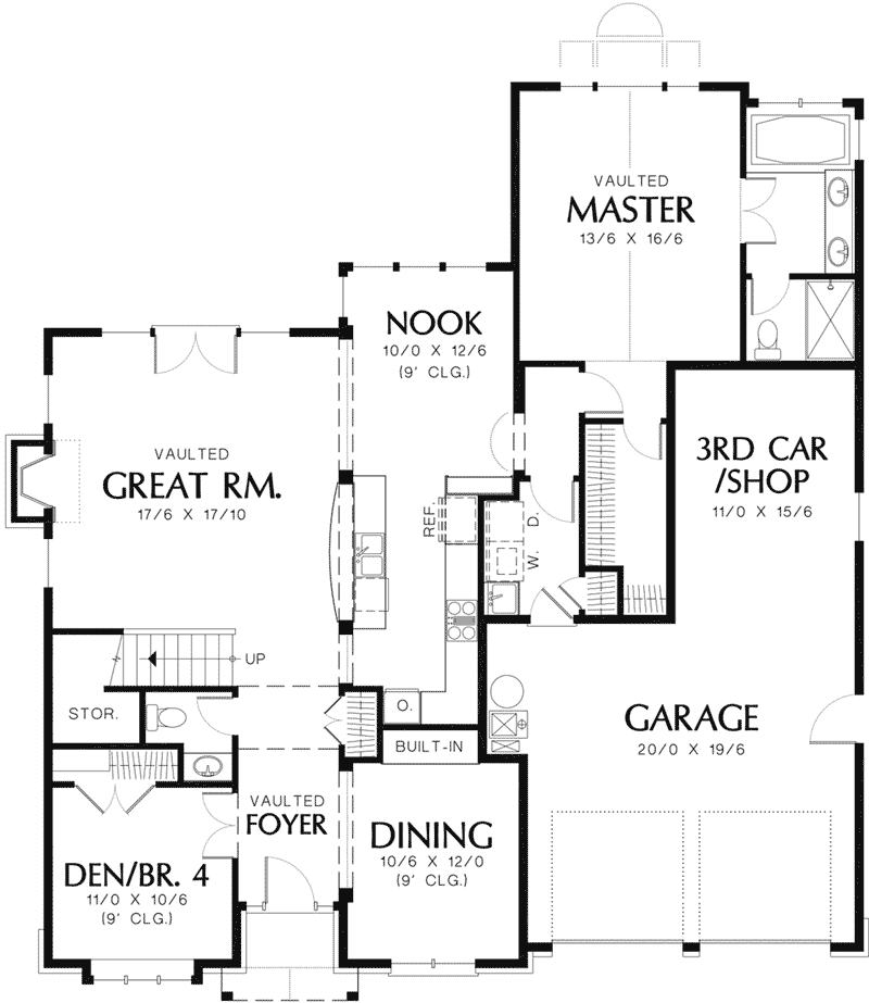 European House Plan First Floor - Harrisburg Lake Craftsman Home 011D-0043 - Search House Plans and More