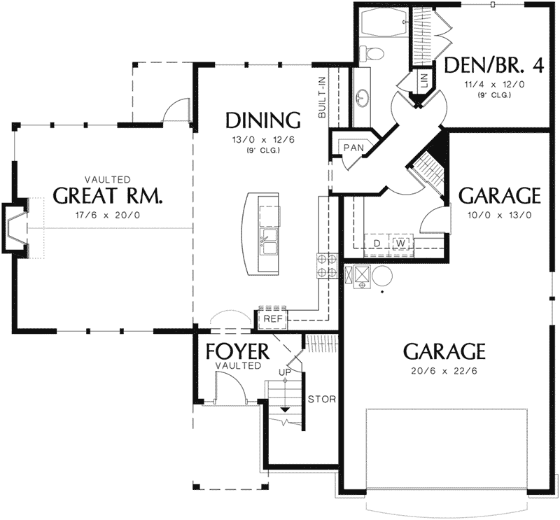 Tudor House Plan First Floor - Fawn Canyon Tudor Style Home 011D-0046 - Search House Plans and More