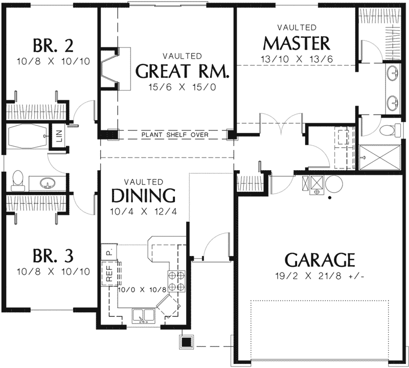 Traditional House Plan First Floor - Abbot Hill Ranch Home  011D-0064 | House Plans and More