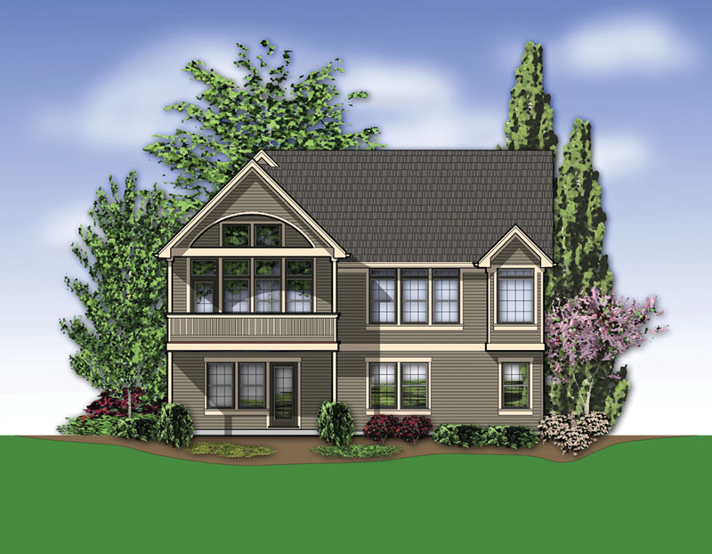Craftsman House Plan Rear Photo 01 - Monroe Lane Sloping Lot Home  011D-0069 | House Plans and More