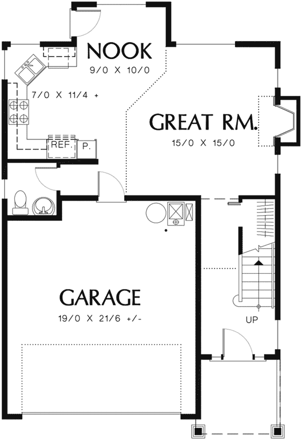 Arts & Crafts Home Plan First Floor 011D-0117