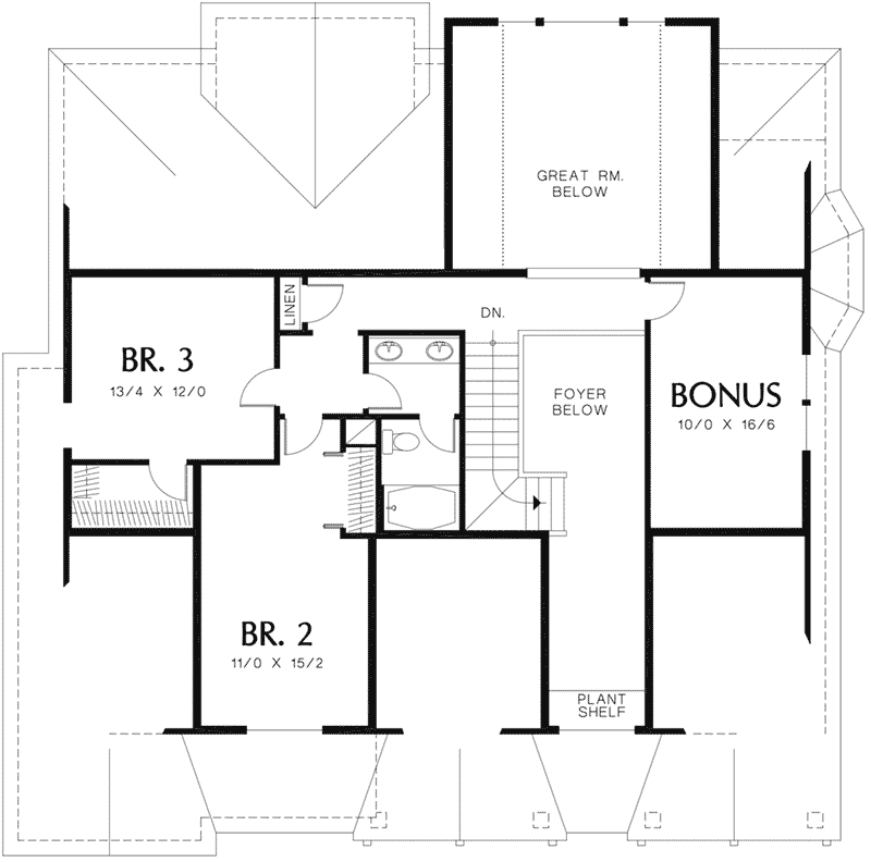 Craftsman House Plan Second Floor - Grandboro Craftsman Home 011D-0169 - Search House Plans and More