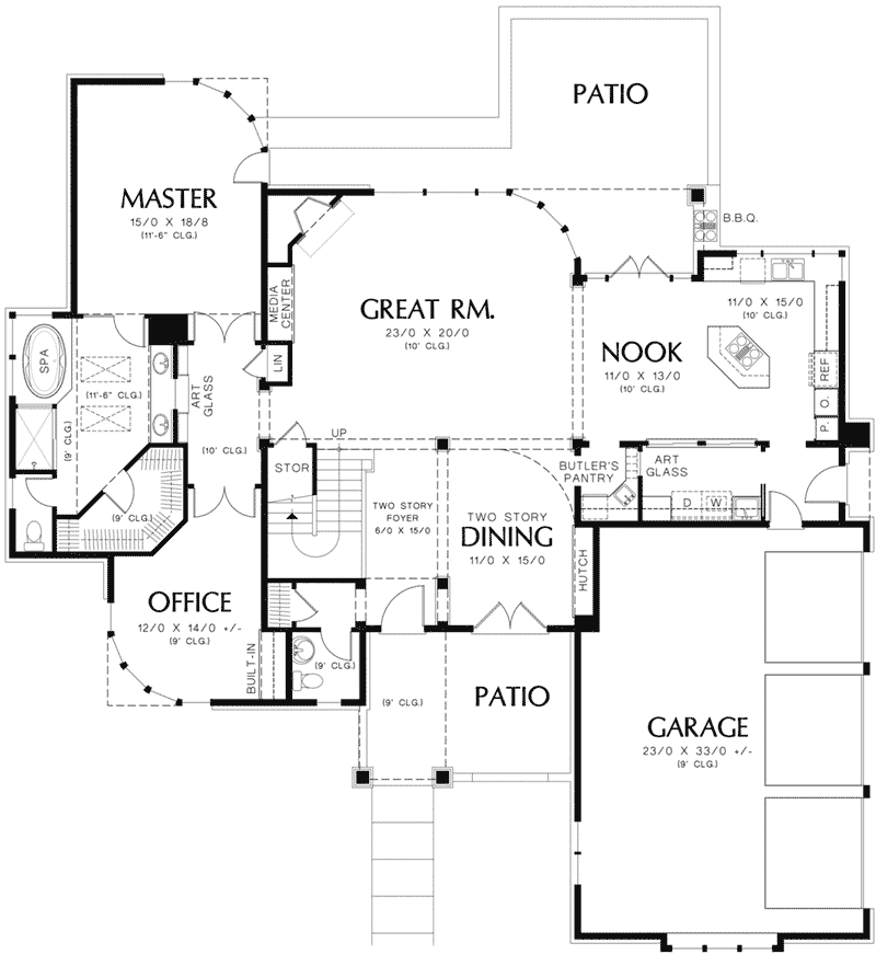 Luxury House Plan First Floor - Patton Bay Shingle Home 011D-0197 - Shop House Plans and More
