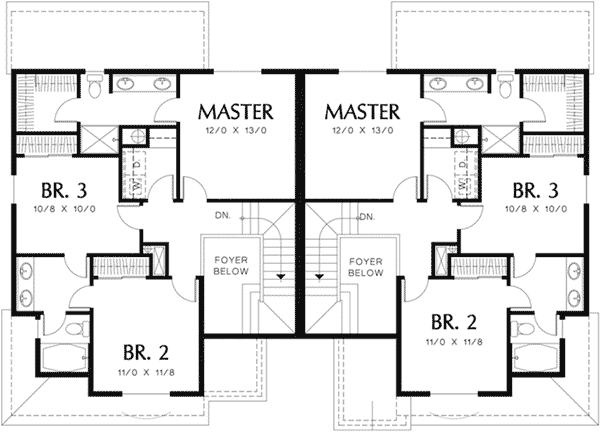 Multi-Family Home Plan Second Floor 011D-0203