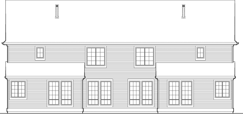 Multi-Family House Plan Rear Elevation - Darlington Hill Duplex 011D-0203 - Search House Plans and More