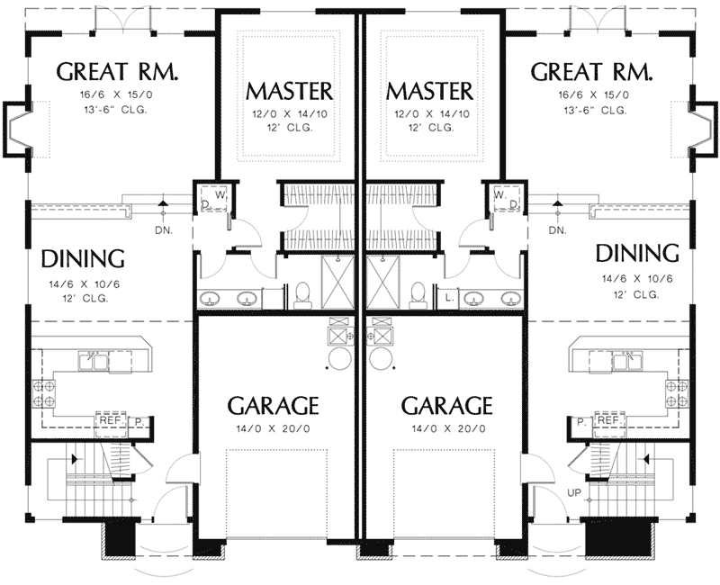 Woodsage European Duplex Home Plan 011d-0210 - Shop House Plans And More