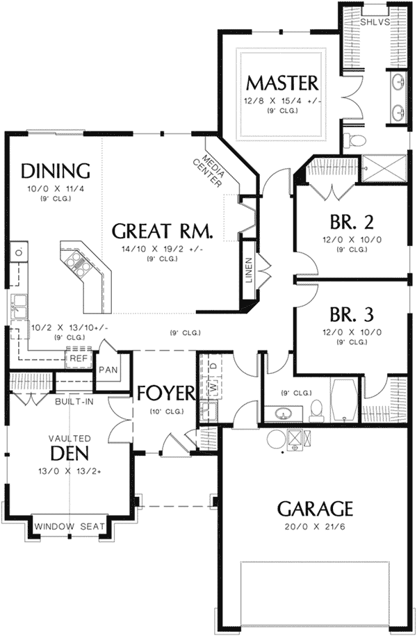 Shingle Home Plan First Floor 011D-0222