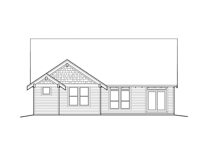Ranch House Plan Rear Elevation - Longhurst Craftsman Home 011D-0222 - Shop House Plans and More