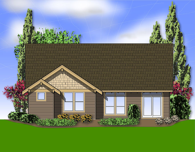 Ranch House Plan Rear Photo 01 - Longhurst Craftsman Home 011D-0222 - Shop House Plans and More