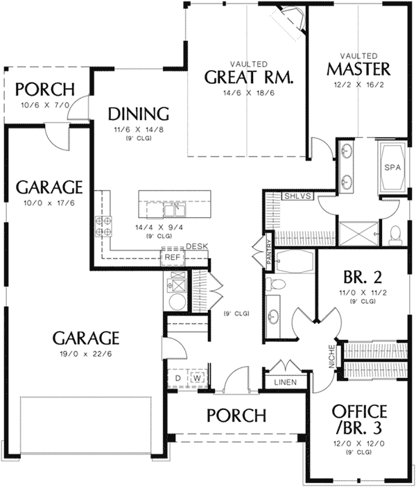 Traditional Home Plan First Floor 011D-0223