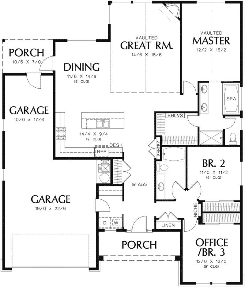 Ranch House Plan First Floor - Abbey Hollow Craftsman Home 011D-0223 - Search House Plans and More