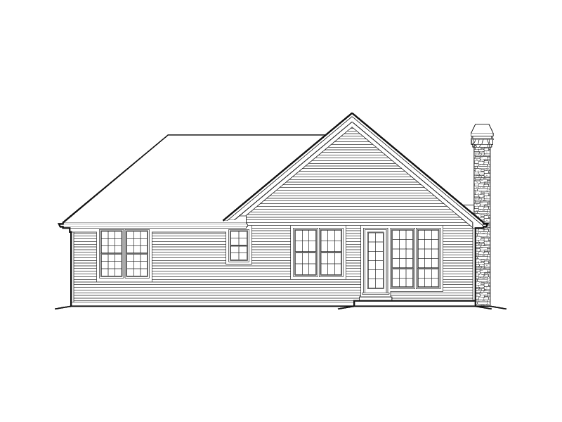 Cabin & Cottage House Plan Rear Elevation - Maribeth Country Ranch Home 011D-0224 - Shop House Plans and More