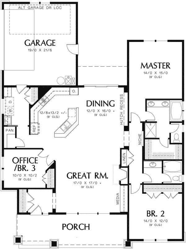Arts & Crafts Home Plan First Floor 011D-0225
