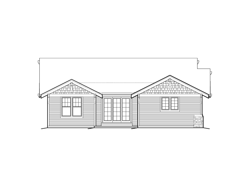 Ranch House Plan Rear Elevation - Thistle Hollow Bungalow 011D-0225 - Shop House Plans and More
