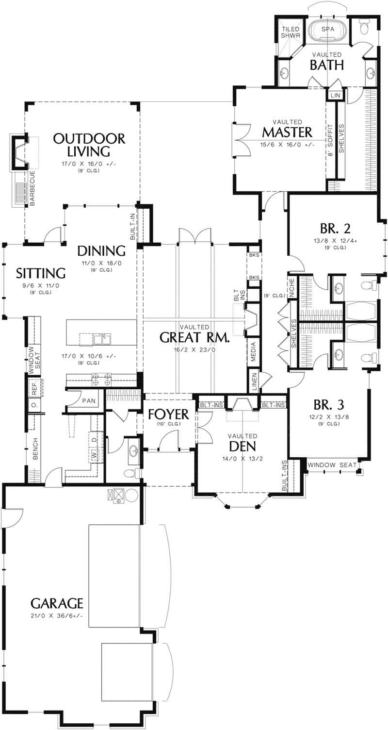 European House Plan First Floor - Sherman Hollow European Home  011D-0229 | House Plans and More