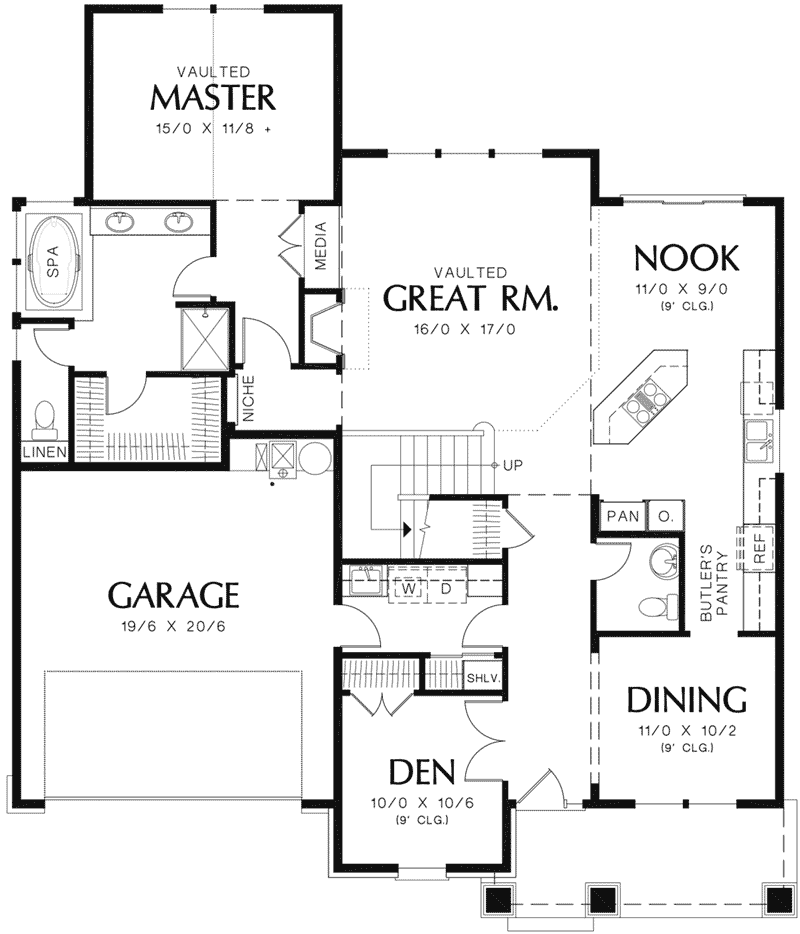 Cabin & Cottage House Plan First Floor - Timberway Craftsman Home 011D-0243 | House Plans and More