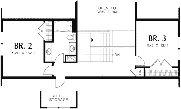 Shingle Home Plan Second Floor 011D-0243