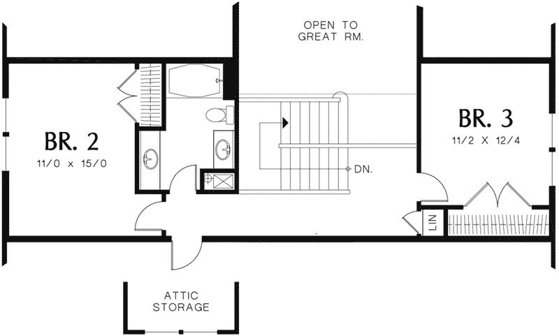 Cabin & Cottage Home Plan Second Floor 011D-0243
