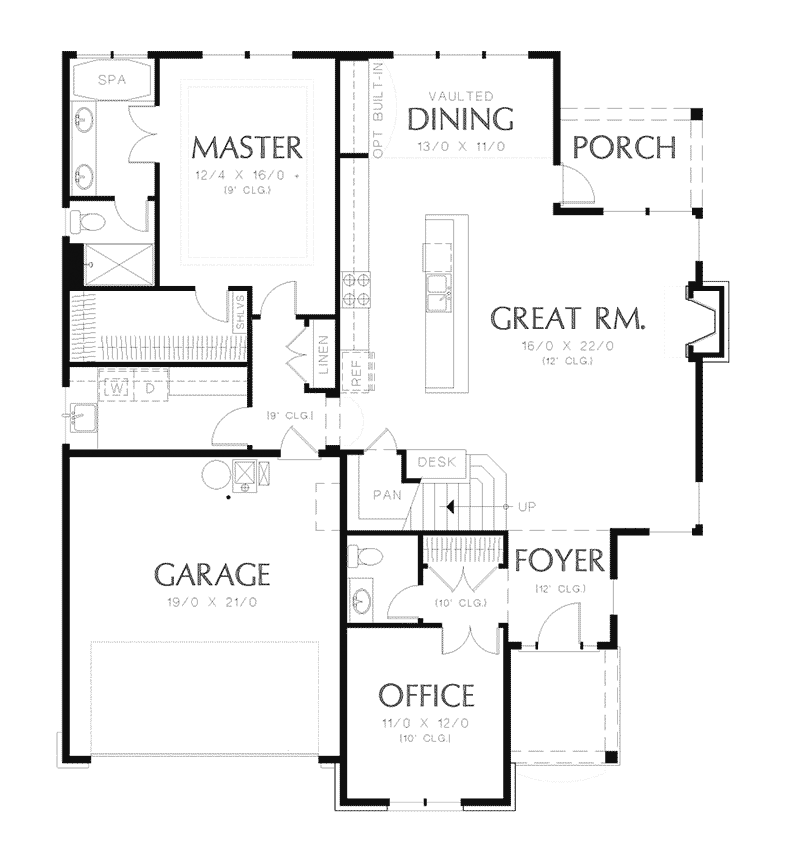 Arts & Crafts Home Plan First Floor 011D-0246