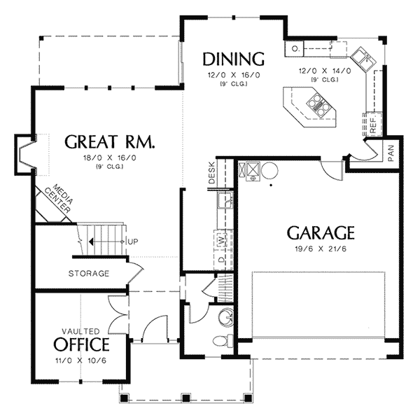 Traditional Home Plan First Floor 011D-0249