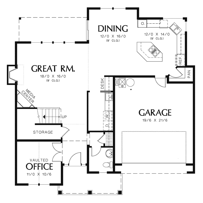 Colonial House Plan First Floor - Newton Creek Craftsman Home 011D-0249 - Shop House Plans and More