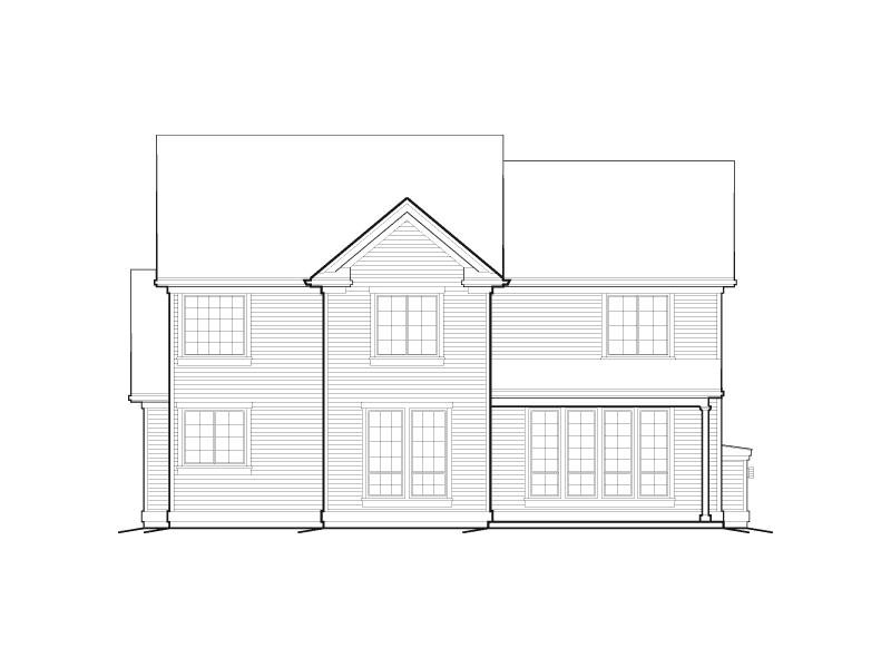 Colonial House Plan Rear Elevation - Newton Creek Craftsman Home 011D-0249 - Shop House Plans and More