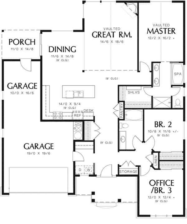 Craftsman Home Plan First Floor 011D-0286