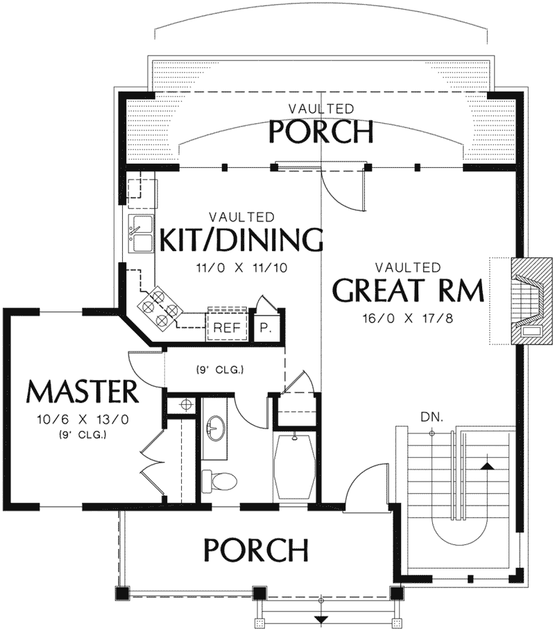 Mountain House Plan First Floor - Nolan Hill Shingle Home 011D-0292 - Shop House Plans and More