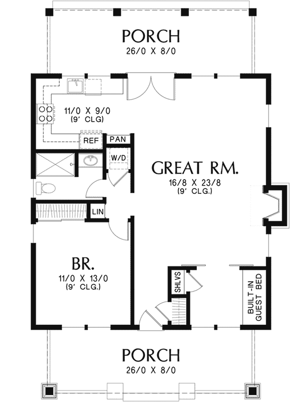 Bungalow Home Plan First Floor 011D-0315